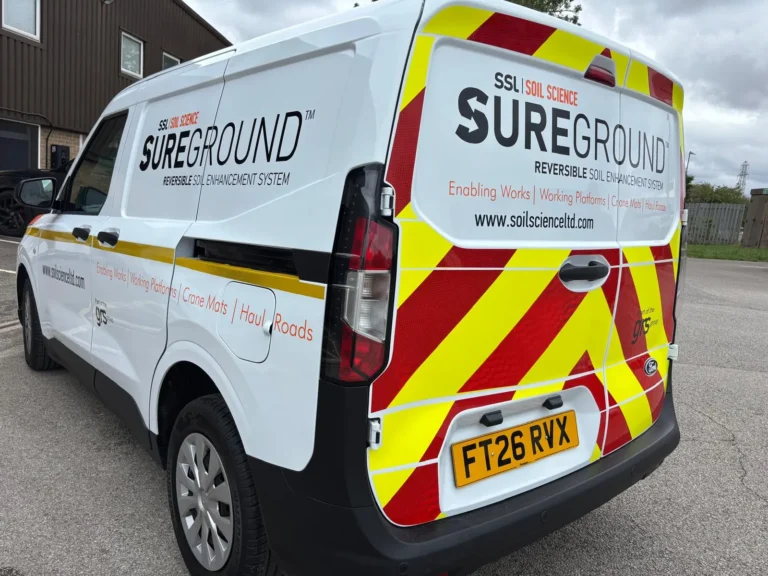 Sureground and SSL Soil Science van livery viewed from the side and rear